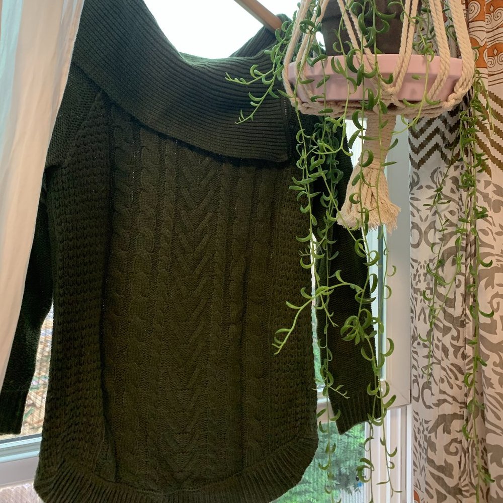 It's Our Time (small) dark green cowl neck sweater